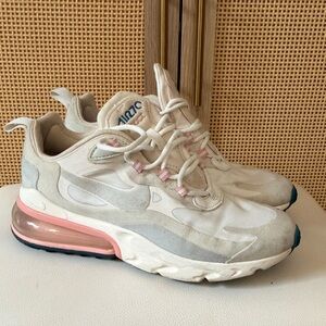 Nike Women’s Air Max 270 React Sneakers — White with Pink and Light Gray
